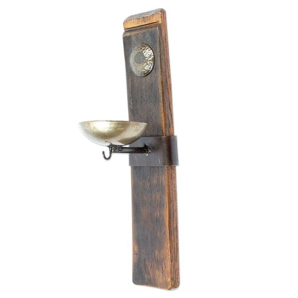 Alternate image for Mexican Iron and Wood Wall Sconce Handcrafted from Barrel Little Hacienda Light