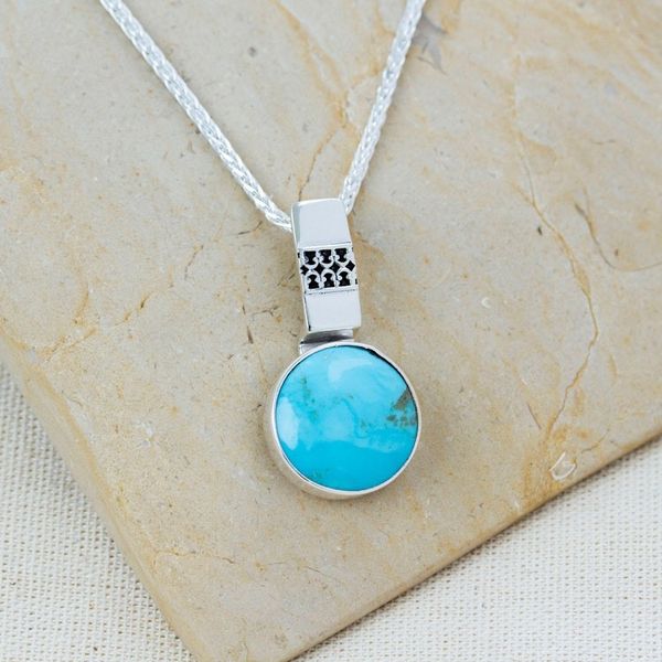 Alternate image for 950 Silver Turquoise Pendant Necklace From Mexico Eastern Skies