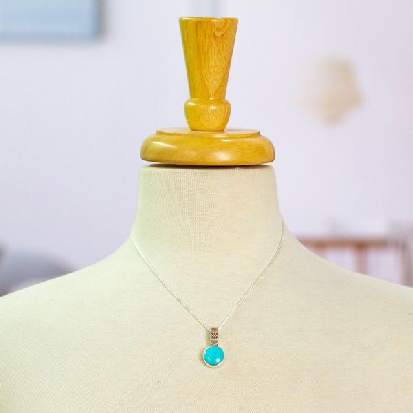 Alternate image for 950 Silver Turquoise Pendant Necklace From Mexico Eastern Skies