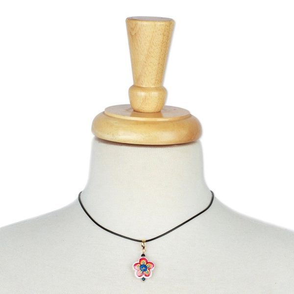 Alternate image for Gold-Accented Floral Howlite Pendant Necklace in Vibrant Hue Diversity Bloom