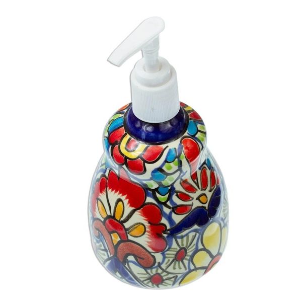 Alternate image for Handmade Talavera-Style Soap Dispenser Talavera Flowers