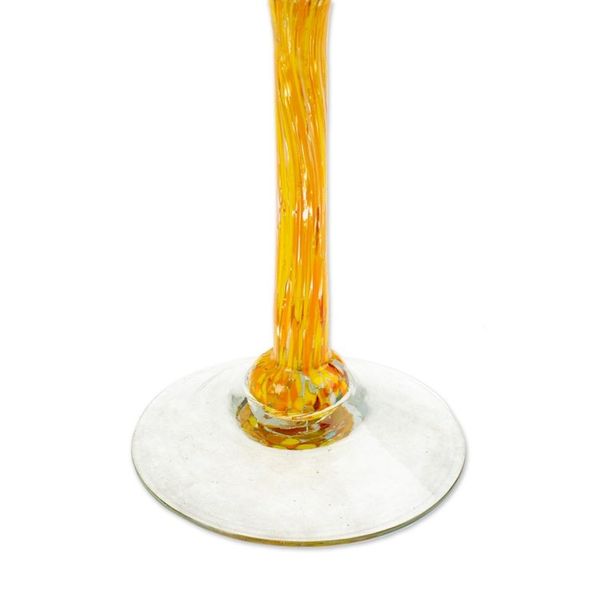 Alternate image for Set of 6 Handblown Recycled Glass Champagne Flutes in Yellow Yellow Strokes