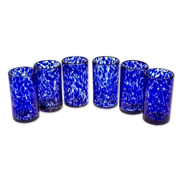 Alternate image for Handmade Handblown Recycled Juice Glasses Set of 6 Marine