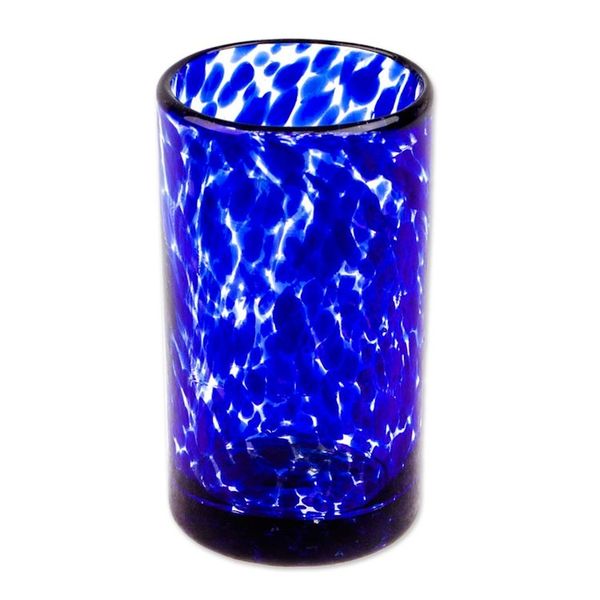 Alternate image for Handmade Handblown Recycled Juice Glasses Set of 6 Marine