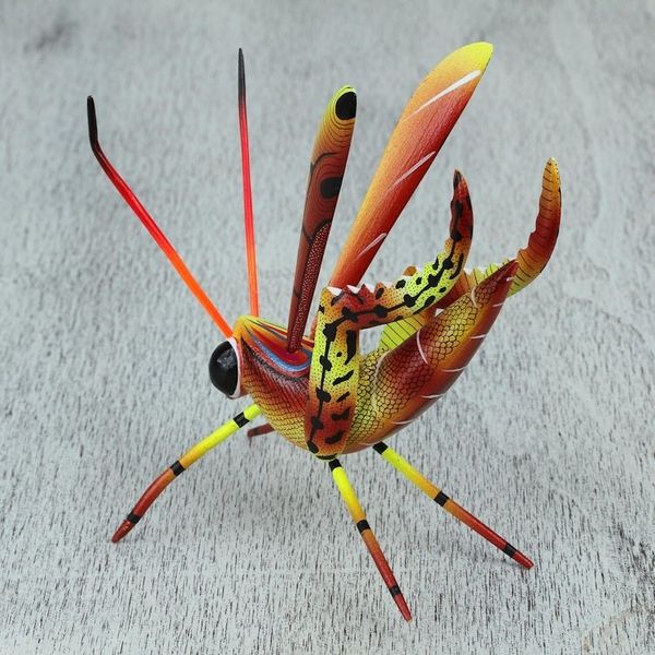 Alternate image for Handcrafted Copal Wood Cricket Alebrije from Mexico Chirping Cricket