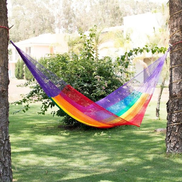 Alternate image for Unique Striped Mayan Hammock Single Dreaming of Rainbows