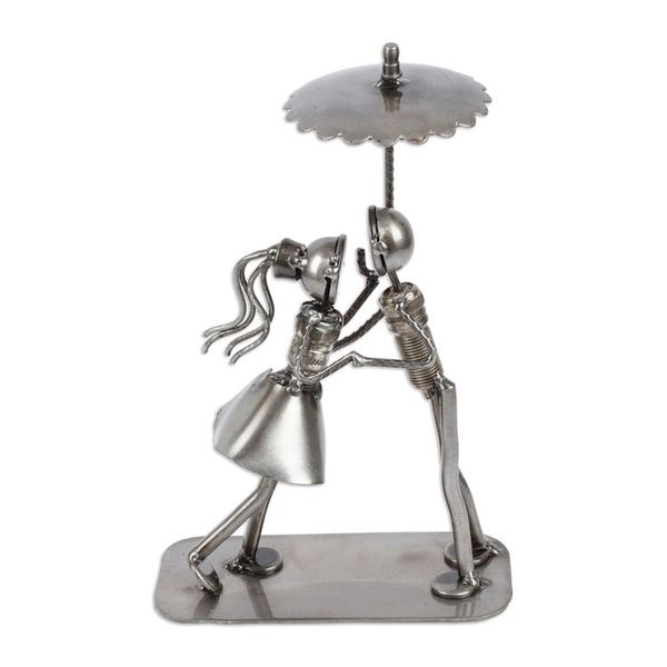 Alternate image for Handmade Eco-Friendly Romantic Upcycled Auto Part Sculpture In love Under the Rain
