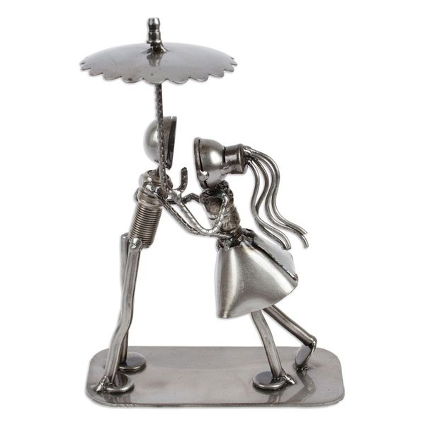 Alternate image for Handmade Eco-Friendly Romantic Upcycled Auto Part Sculpture In love Under the Rain