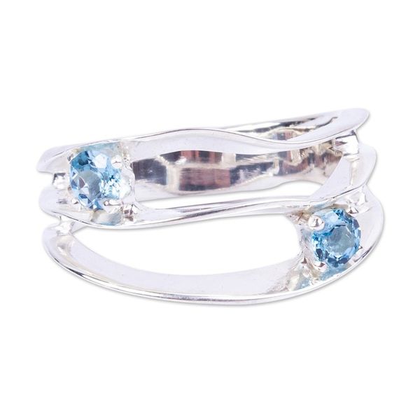 Alternate image for Blue Topaz Sterling Silver Cocktail Ring from Mexico Consonance