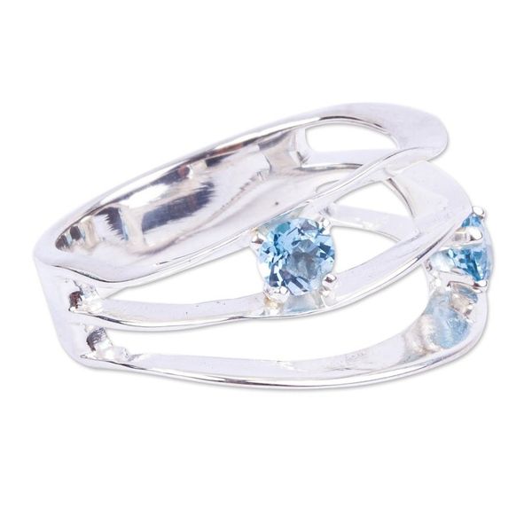 Alternate image for Blue Topaz Sterling Silver Cocktail Ring from Mexico Consonance