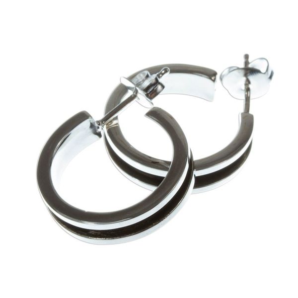 Alternate image for Polished and Oxidized 950 Silver Half-Hoop Earrings Wheels Up