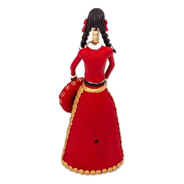 Alternate image for Red and Gold Charra Catrina Sculpture La Catrina Charra
