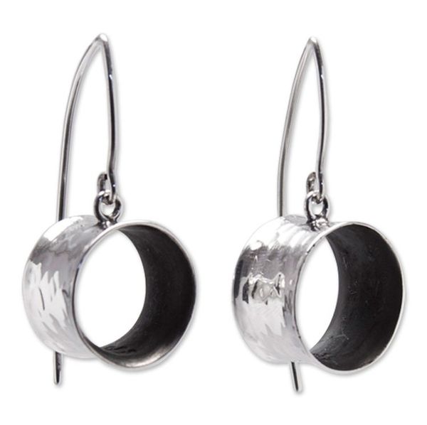 Alternate image for Handmade Modern Fine Silver Dangle Earrings Urban Moon
