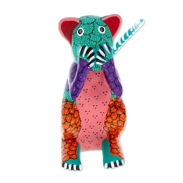 Alternate image for Hand-Carved and Hand-Painted Wood Monkey Alebrije Figurine Thrilled Monkey