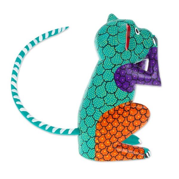 Alternate image for Hand-Carved and Hand-Painted Wood Monkey Alebrije Figurine Thrilled Monkey