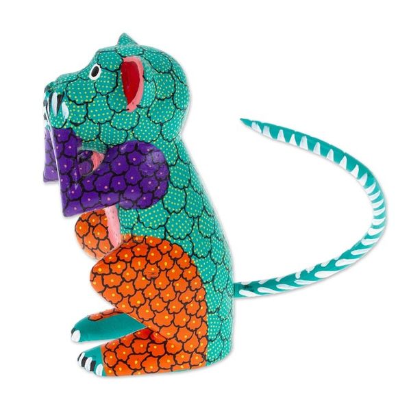 Alternate image for Hand-Carved and Hand-Painted Wood Monkey Alebrije Figurine Thrilled Monkey