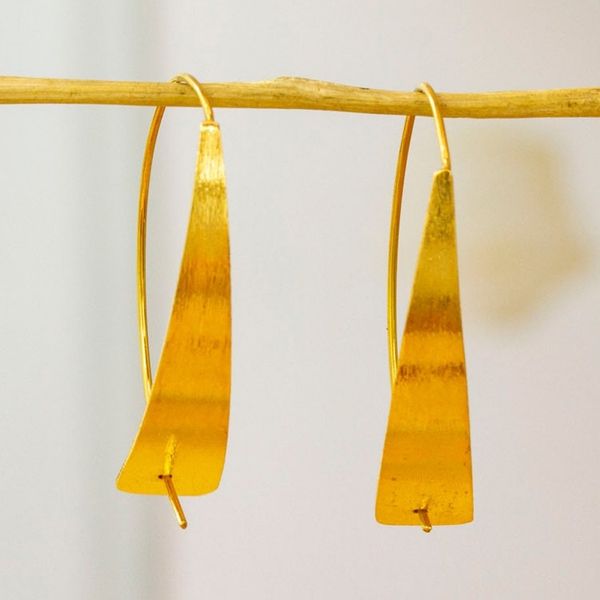 Alternate image for Polished Semi-Abstract Modern 24k Gold-Plated Hoop Earrings Essentiality