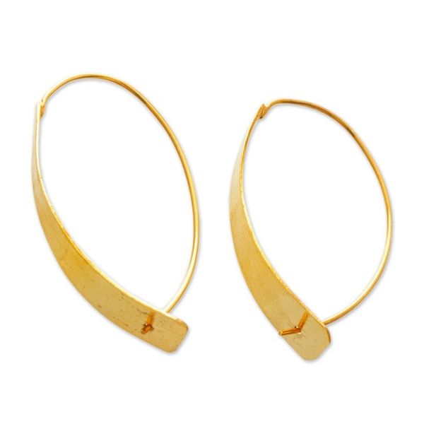 Alternate image for Polished Semi-Abstract Modern 24k Gold-Plated Hoop Earrings Essentiality