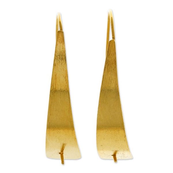 Alternate image for Polished Semi-Abstract Modern 24k Gold-Plated Hoop Earrings Essentiality
