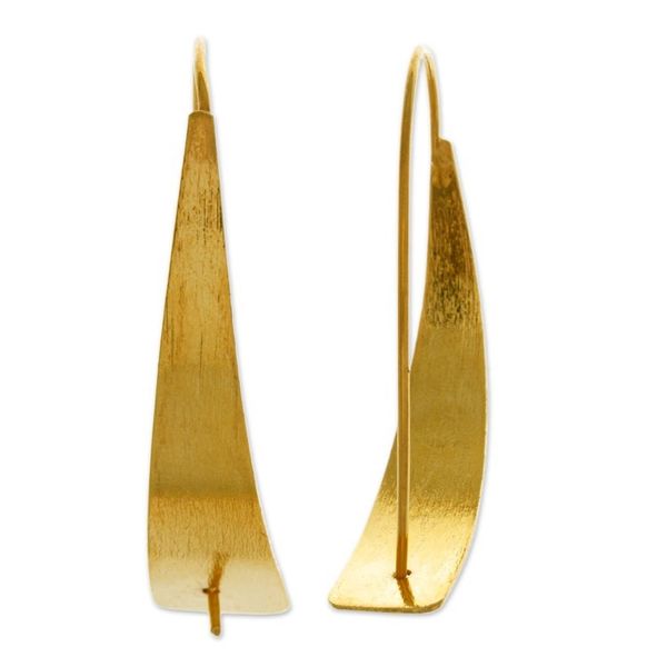 Alternate image for Polished Semi-Abstract Modern 24k Gold-Plated Hoop Earrings Essentiality