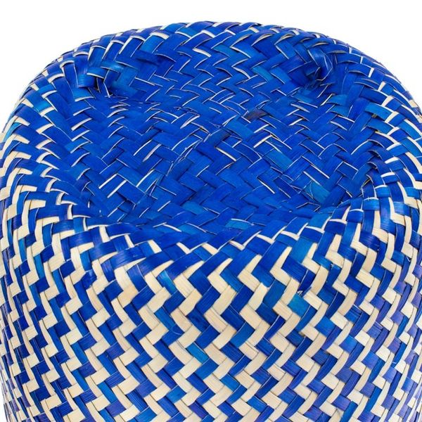 Alternate image for Blue Hand-Woven Palm Fiber Basket with Lid from Mexico Tiger in Blue