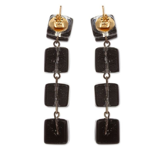 Alternate image for Fused Glass Dangle Earrings with Gold Accents in Fuchsia Dichroic Fuchsia