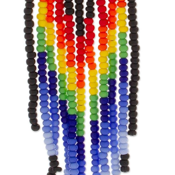 Alternate image for Handcrafted Rainbow Glass Beaded Waterfall Earrings Rainbow Boldness