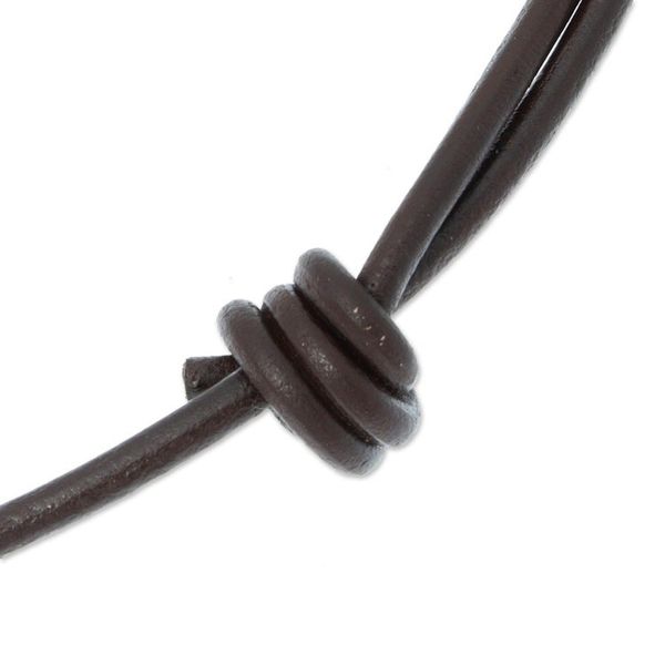 Alternate image for 950 Silver Pendant on Leather Adjustable Cord from Mexico Metztli