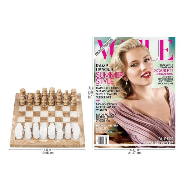 Alternate image for Onyx and Marble Chess Set in Brown and White 7.5 in. Brown and White Challenge
