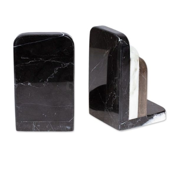 Alternate image for Minimalist Handcrafted Tricolor Natural Marble Bookend Pair Illustrious Trio