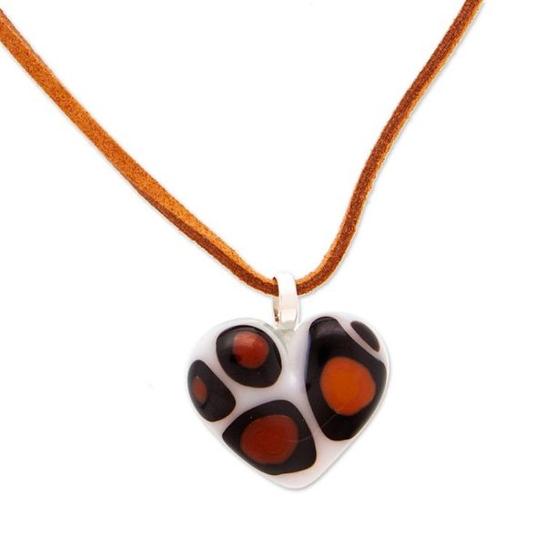 Alternate image for Fused Art Glass Heart Animal Print-Themed Pendant Necklace My Exotic Love