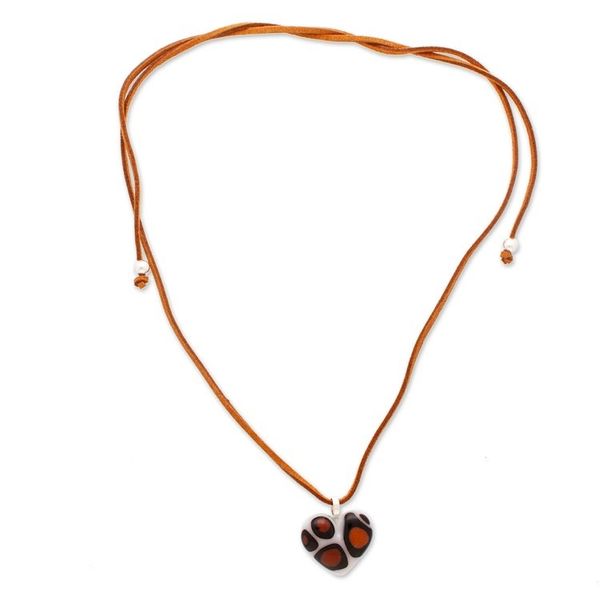 Alternate image for Fused Art Glass Heart Animal Print-Themed Pendant Necklace My Exotic Love