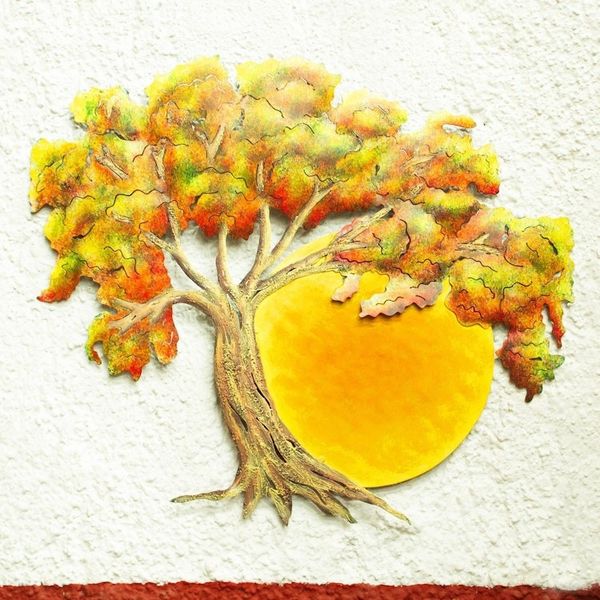 Alternate image for Collectible Hand Painted Tree Steel Wall Art Medium Sunset Oak