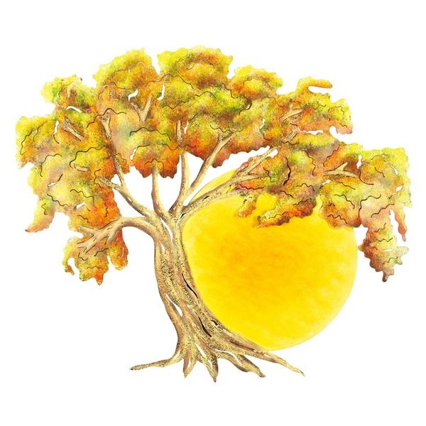Alternate image for Collectible Hand Painted Tree Steel Wall Art Medium Sunset Oak