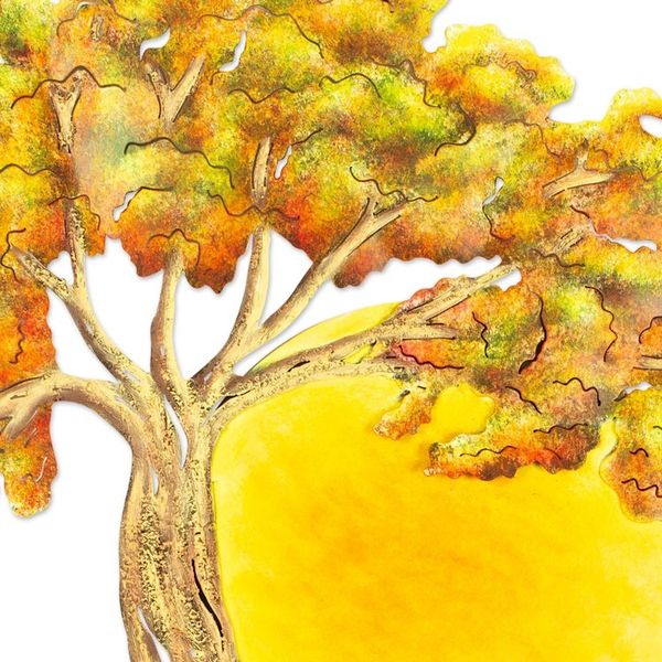 Alternate image for Collectible Hand Painted Tree Steel Wall Art Medium Sunset Oak