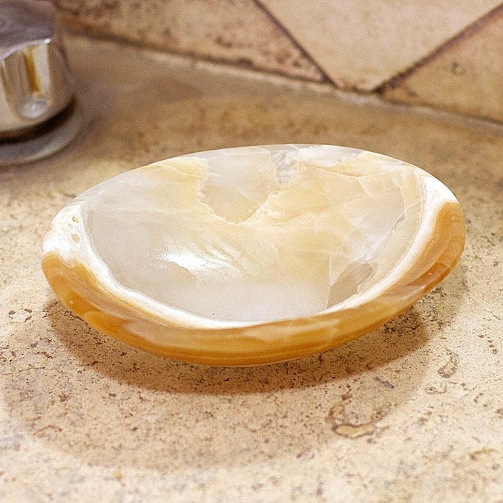 Striped Onyx Soap Dish Hand Crafted in Mexico 'Clean Lines'