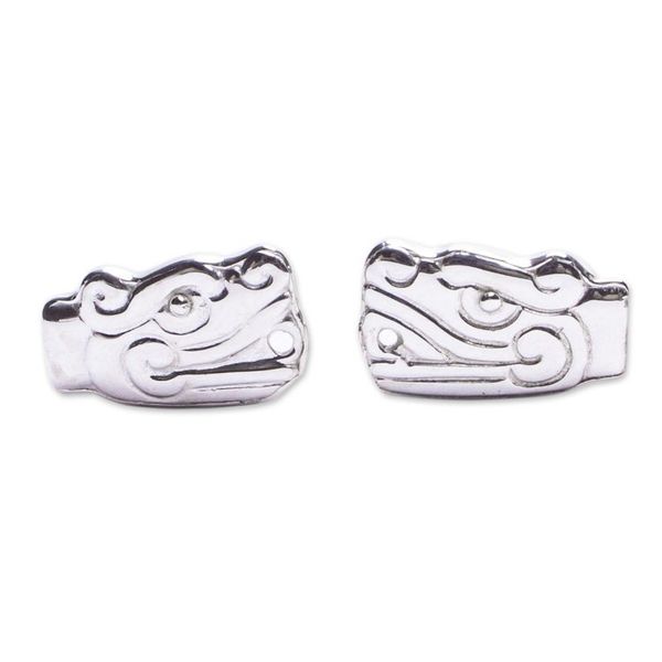 Alternate image for Quetzalcoatl Sterling Silver Cufflinks from Mexico Quetzalcoatl Duo