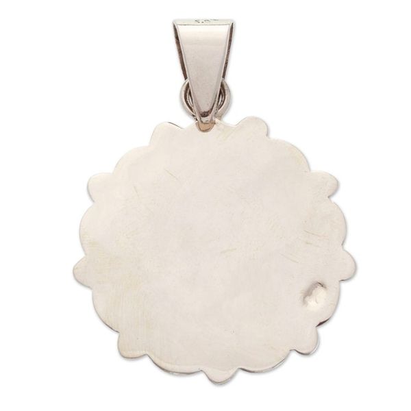 Alternate image for Oxidized Floral Taxco Sterling Silver Pendant from Mexico Baroque Spring