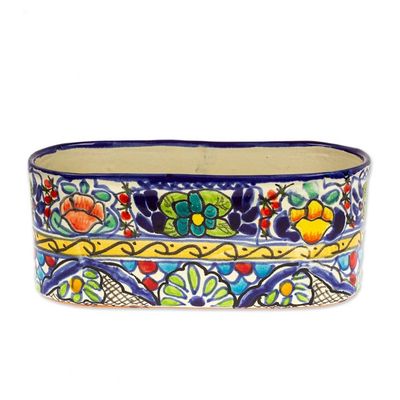 Alternate image for Talavera Style Ceramic Oval Pot from Mexico Garden Bliss