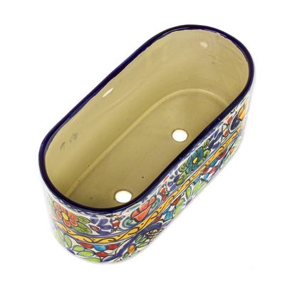 Alternate image for Talavera Style Ceramic Oval Pot from Mexico Garden Bliss