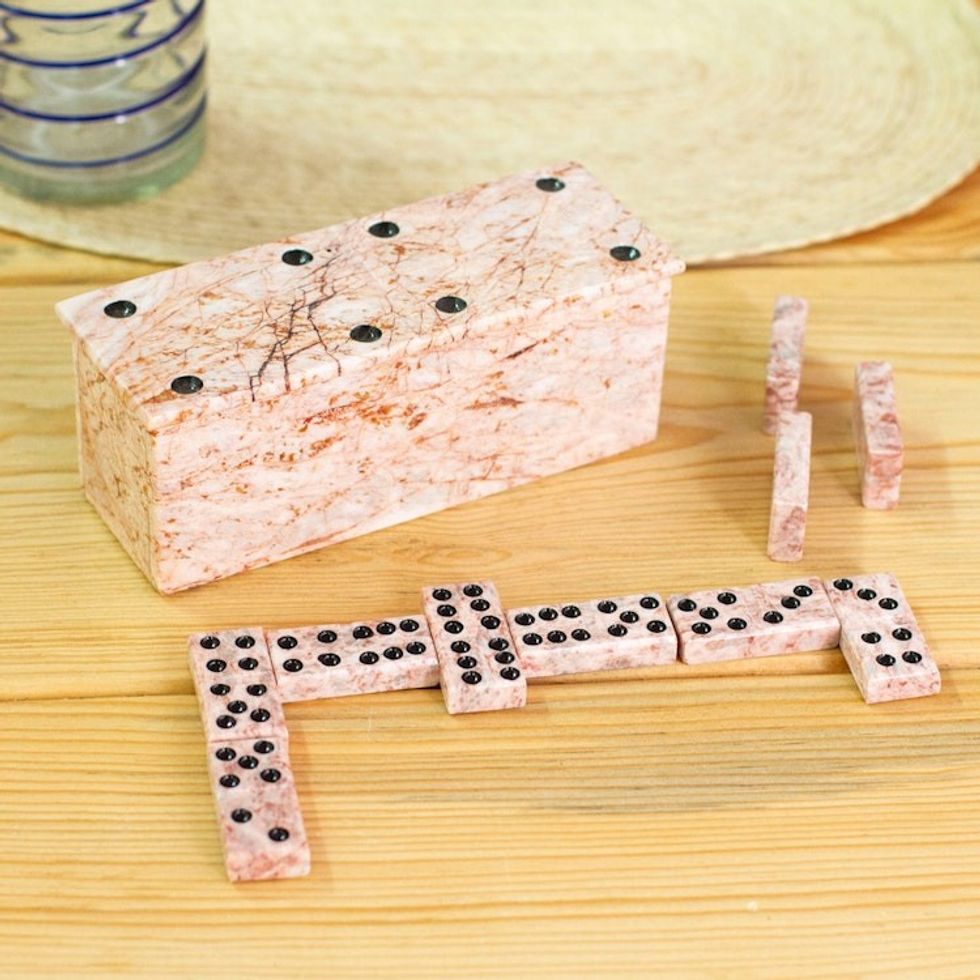 Pink Marble Domino Set from Mexico 'Chance and Skill'