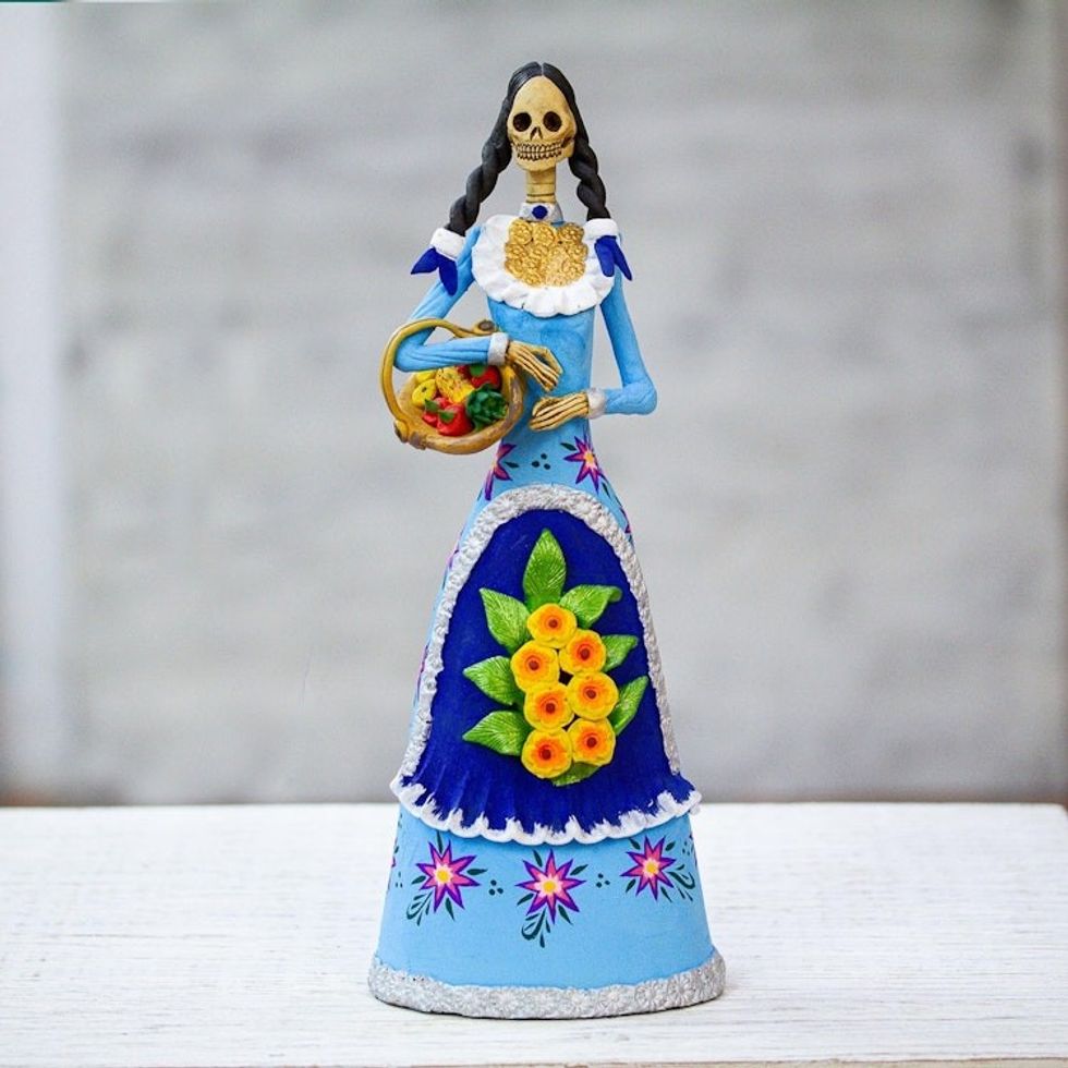 Handmade Day of the Dead Catrina Figurine from Mexico 'La Catrina Consuelo'