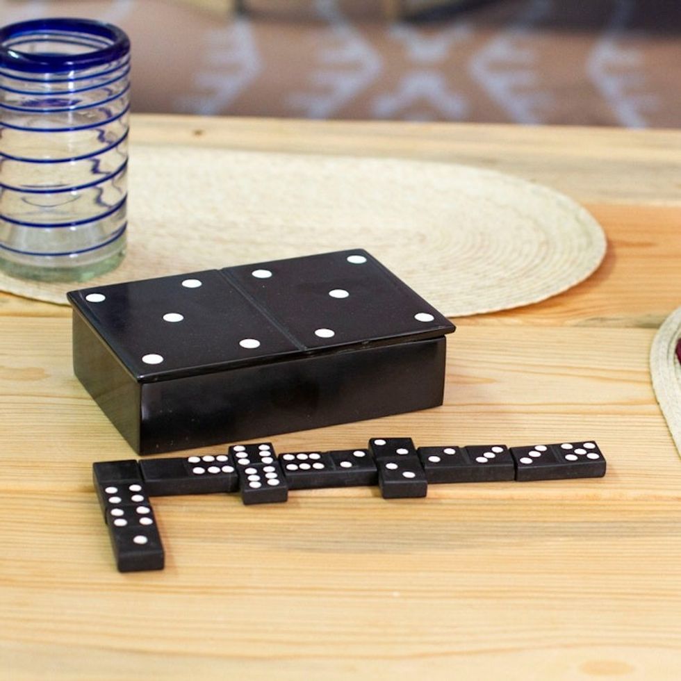 28-Piece Marble Domino Game With Storage Box Mexico 'Mexican Family Night'