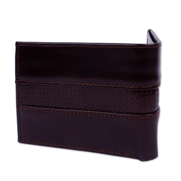 Alternate image for Hand Crafted Brown Leather Wallet for Men Off Road in Brown