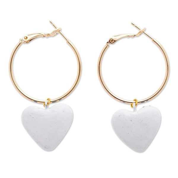 Alternate image for 14k Gold-Plated Hoop Earrings with Blue Papier Mache Hearts Blue Affection
