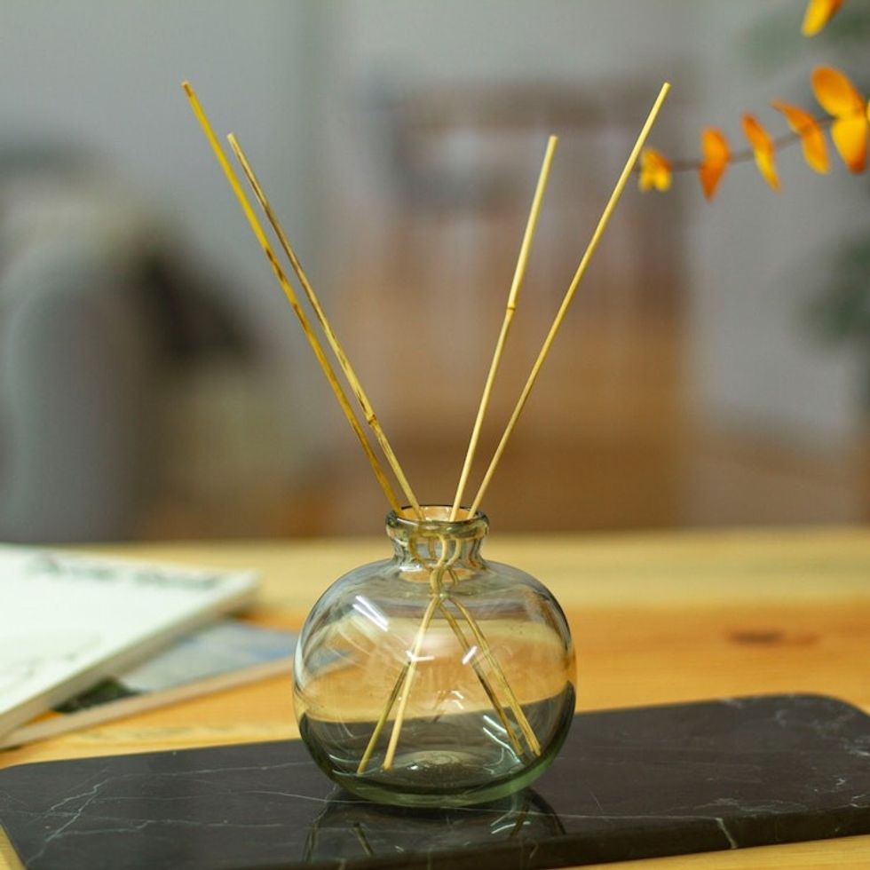 Artisan-Made Bottle-Shaped Recycled Glass Incense Diffuser 'Lusciousness Bottle'