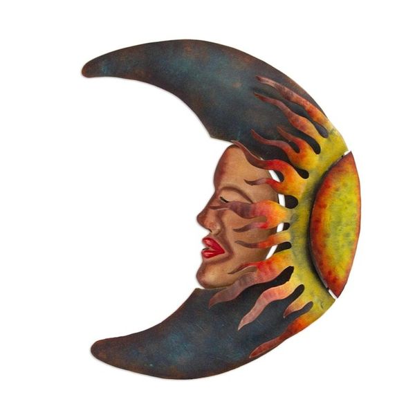 Alternate image for Handcrafted Mexican Sun and Moon Steel Wall Art Sculpture Sensorial Eclipse