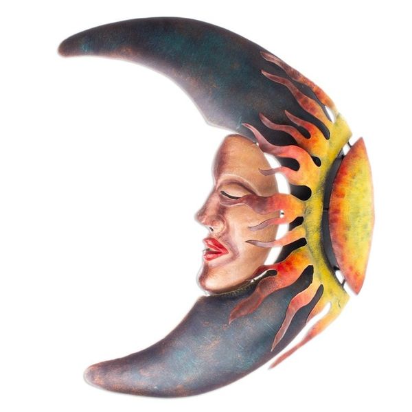 Alternate image for Handcrafted Mexican Sun and Moon Steel Wall Art Sculpture Sensorial Eclipse