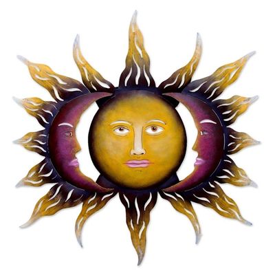 Alternate image for Hand Made Sun and Moon Steel Wall Art from Mexico Beloved Sun