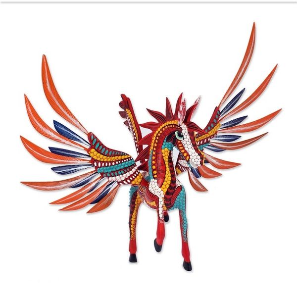 Alternate image for Handcrafted Alebrije Wood Pegasus Statuette from Mexico Magnificent Pegasus